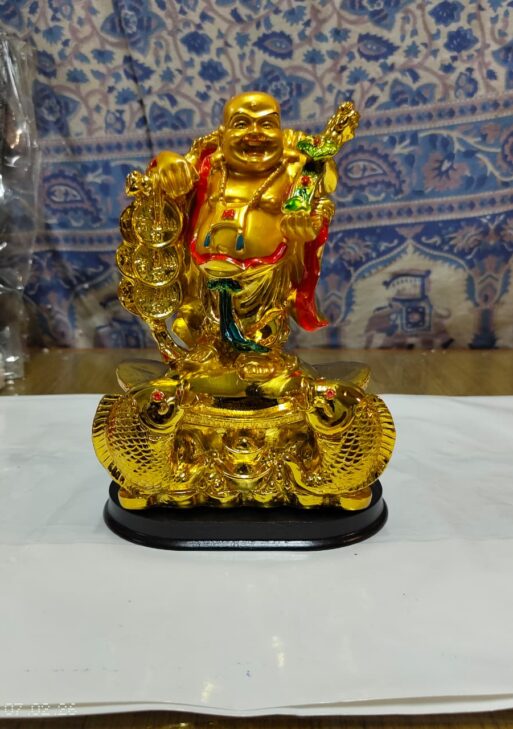Laughing Buddha Ingot with Golden Fish
